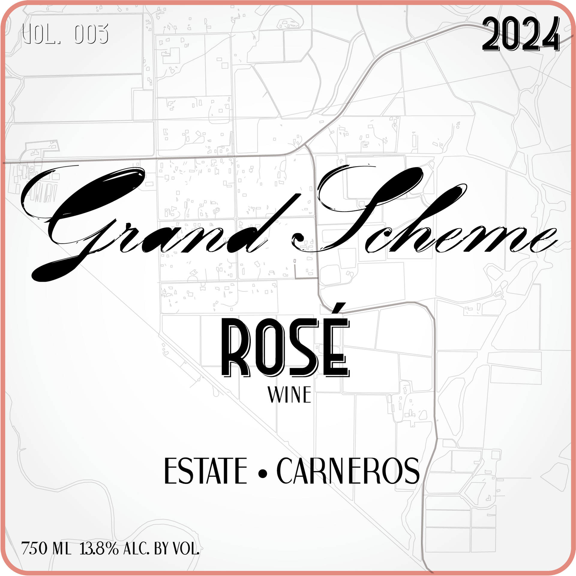 2024 Estate Carneros Rose wine with a white label on a white background.