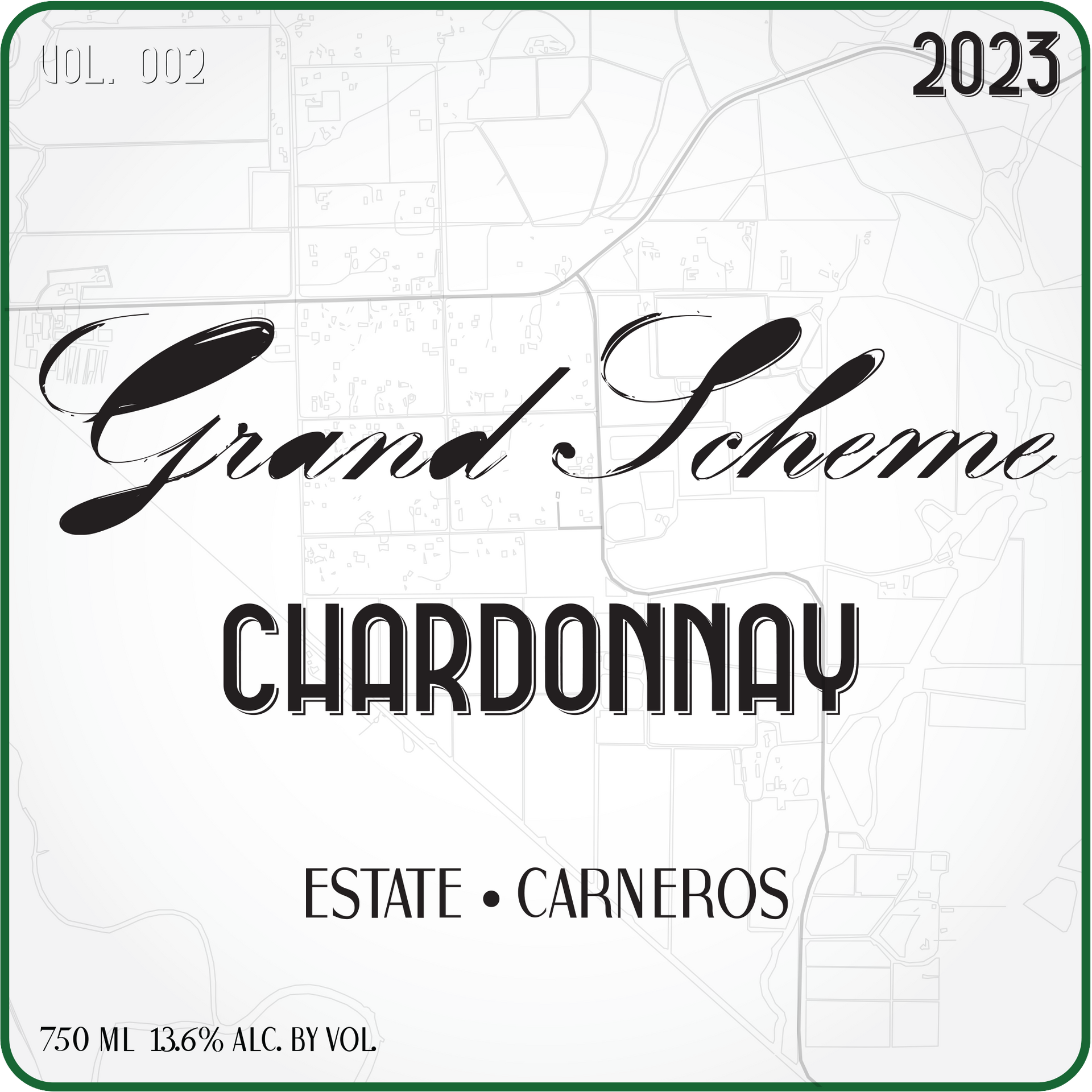 2023 Estate Carneros Chardonnay wine with a white label on a white background.