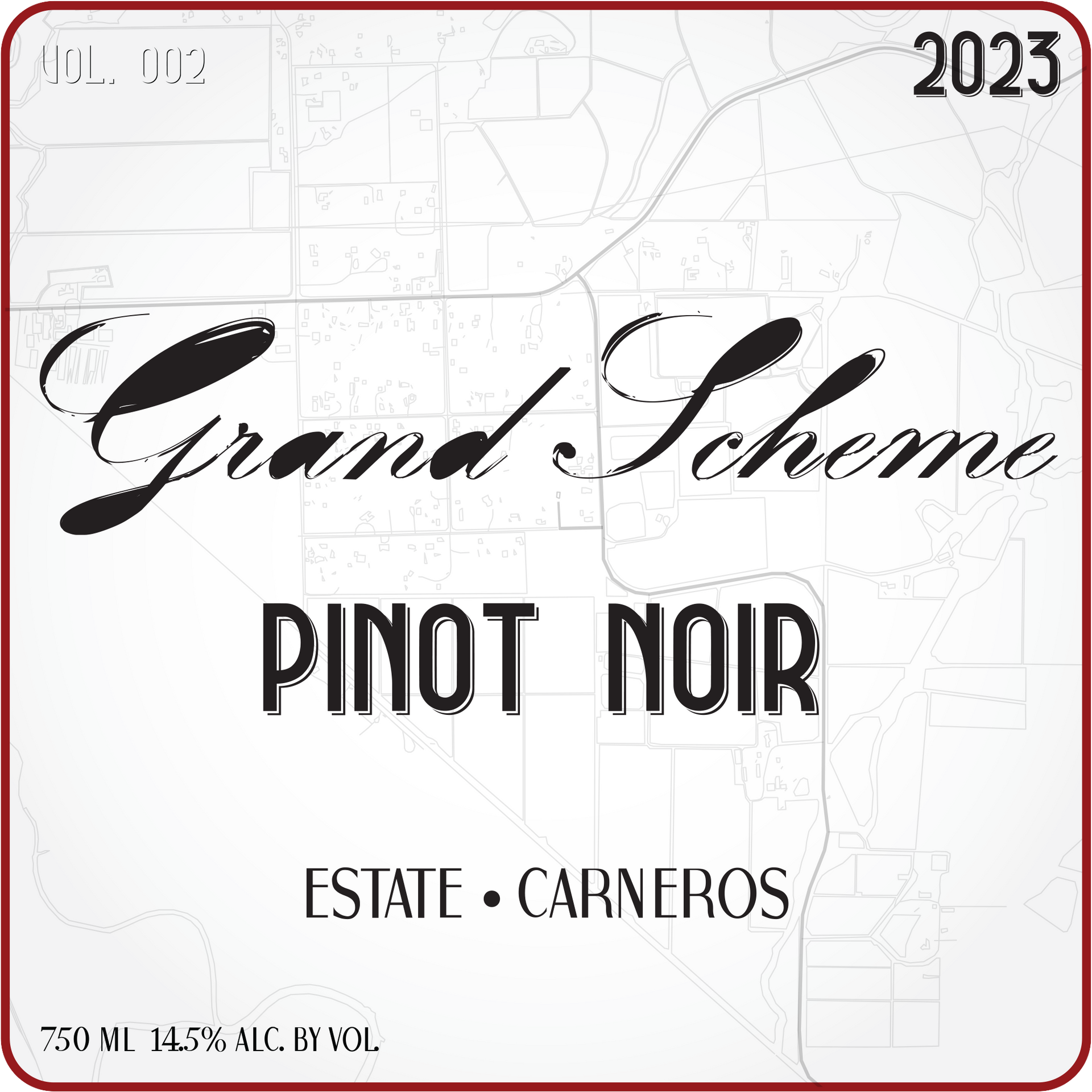 2023 Estate Carneros Pinot Noir wine with a white label on a white background.