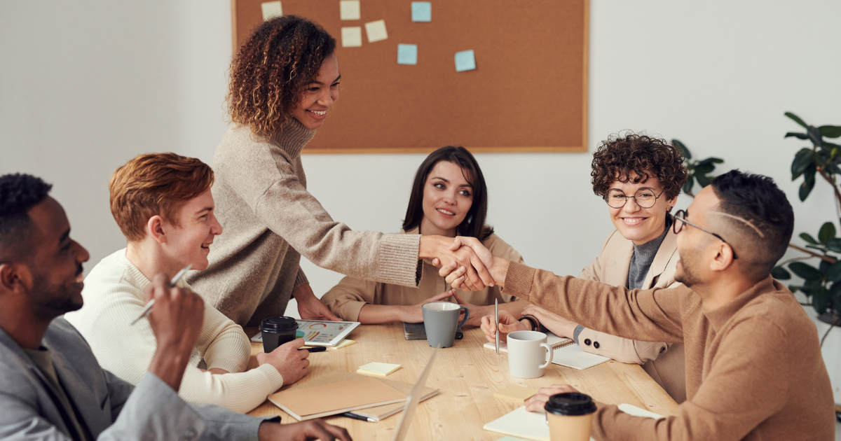 Team meeting at a table
