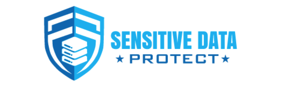 Logo with a blue shield and stacked document icon with