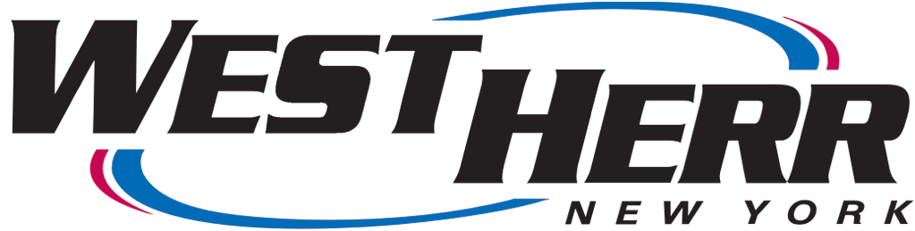 Logo for West Herr, New York, with a blue and red arched design.