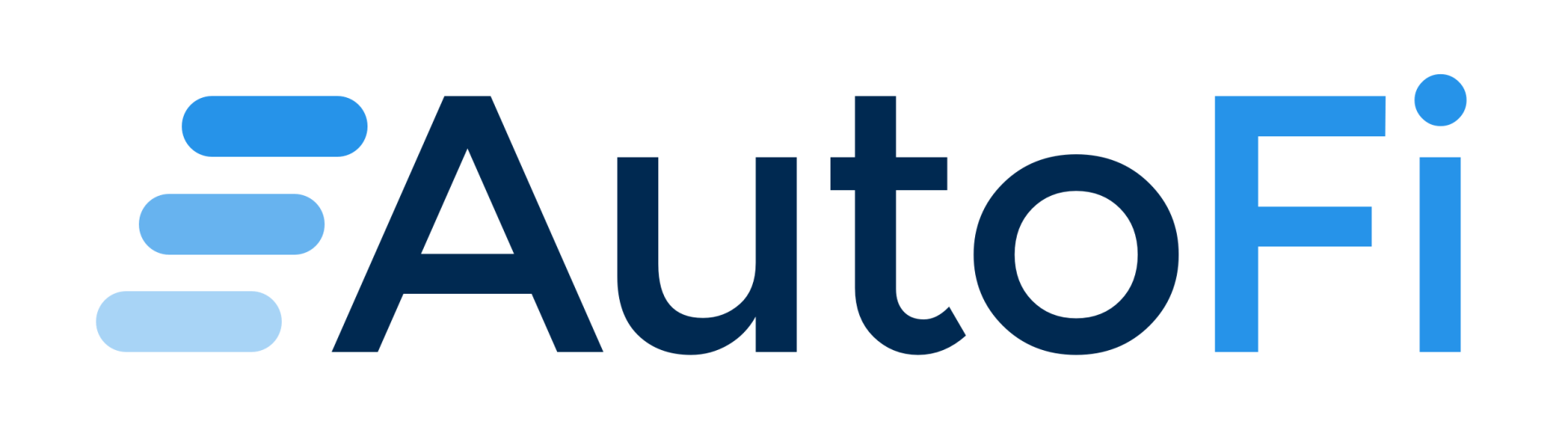 AutoFi logo with blue and dark blue text and design elements.