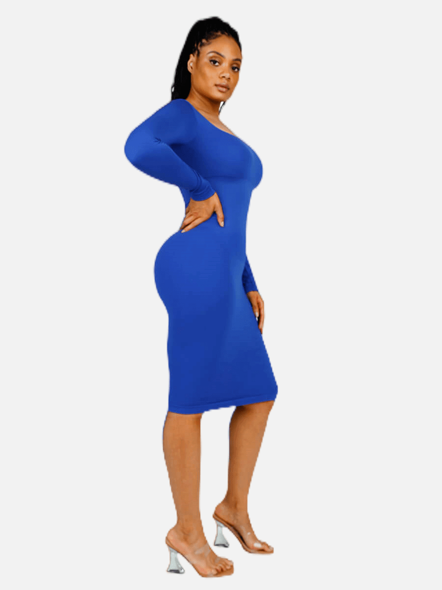 Seamless Square Neck Long Sleeve Shaper Dress
