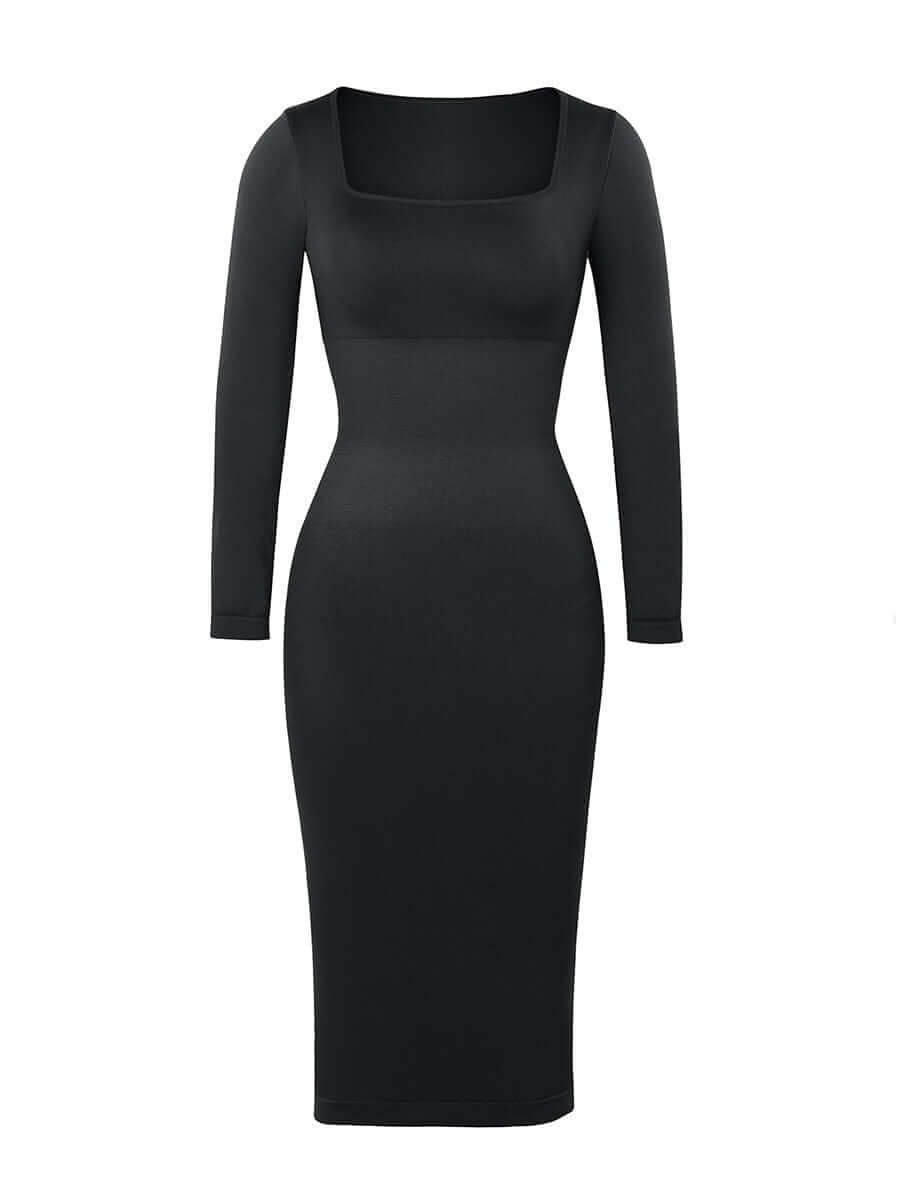 Seamless Square Neck Long Sleeve Shaper Dress