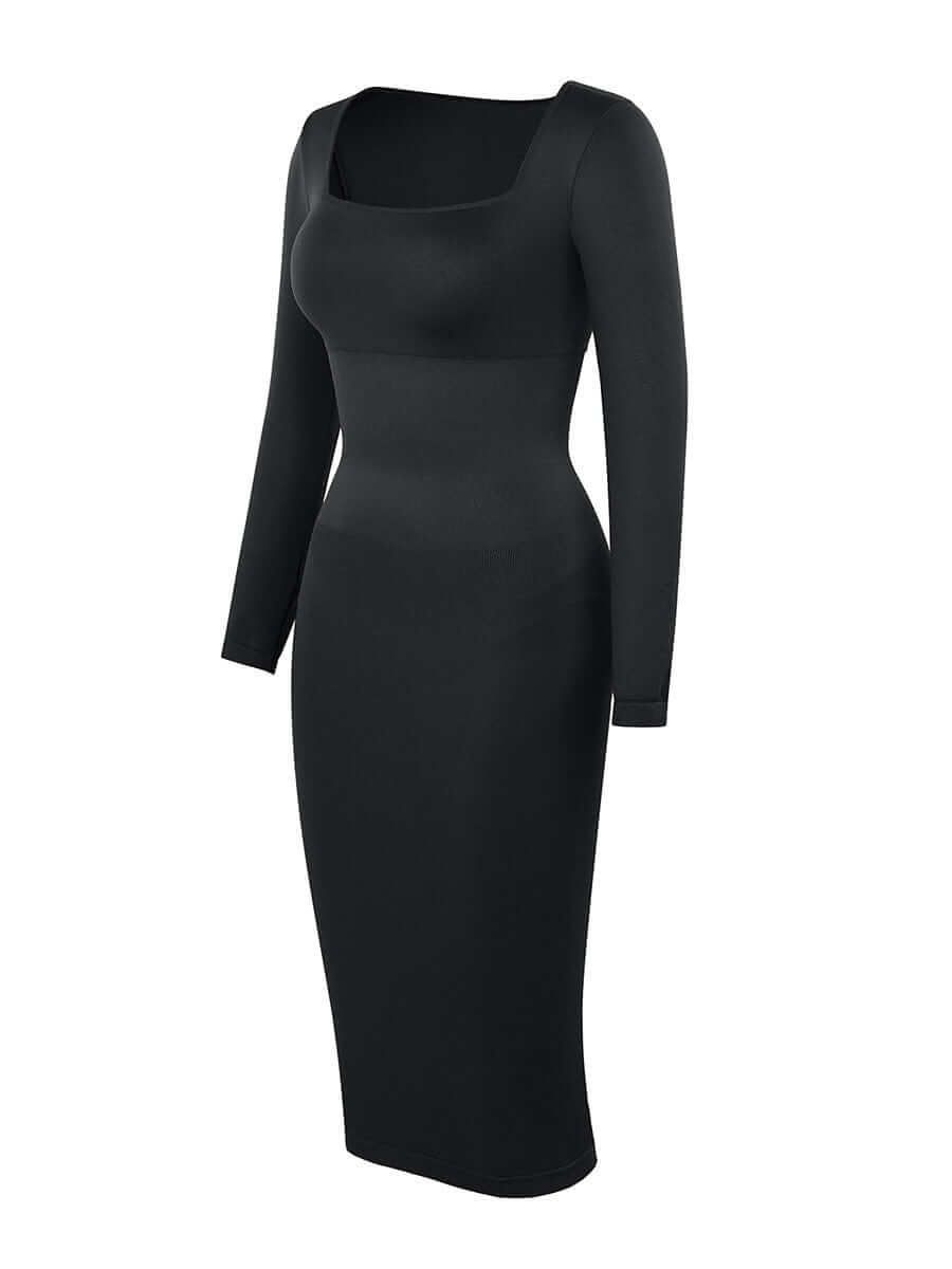 Seamless Square Neck Long Sleeve Shaper Dress