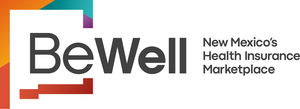 BeWell New Mexico Health Insurance Marketplace logo with multicolor geometric frame