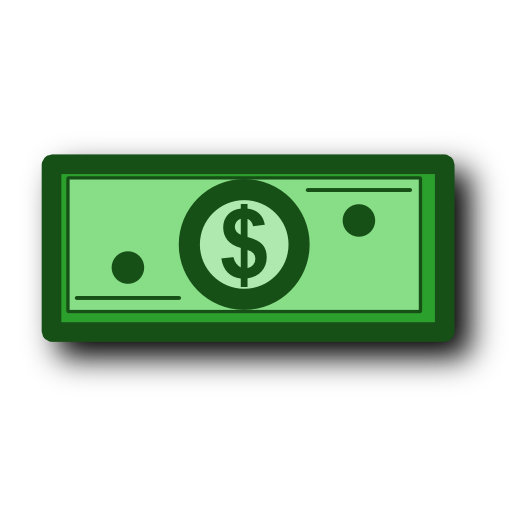 Green dollar bill icon with a dollar sign in the center