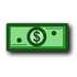 Green dollar bill icon with a dollar sign in the center