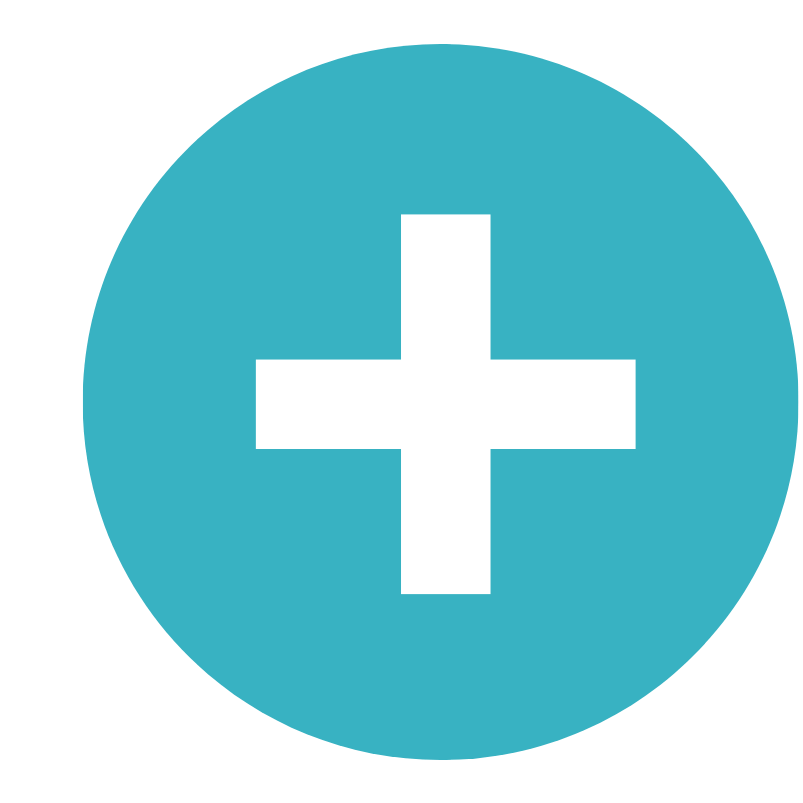 A white cross in a blue circle on a white background.
