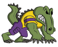 Greeley Alternative Program (GAP).A cartoon alligator wearing a purple shirt and purple shorts.
