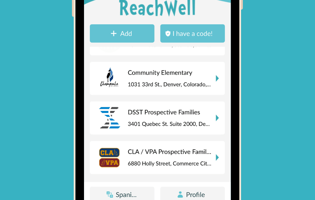 A cell phone with a reachwell app on it.