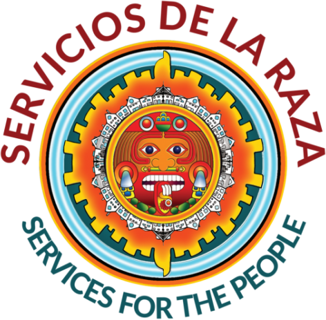 A logo for servicios de la raza services for the people