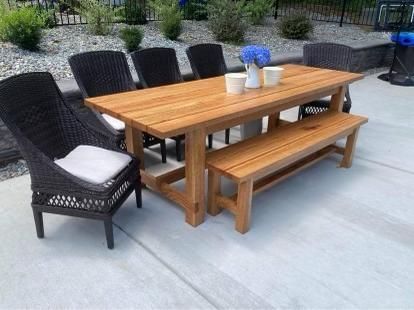 Outdoor Solid Hardwood Oak Wood Table