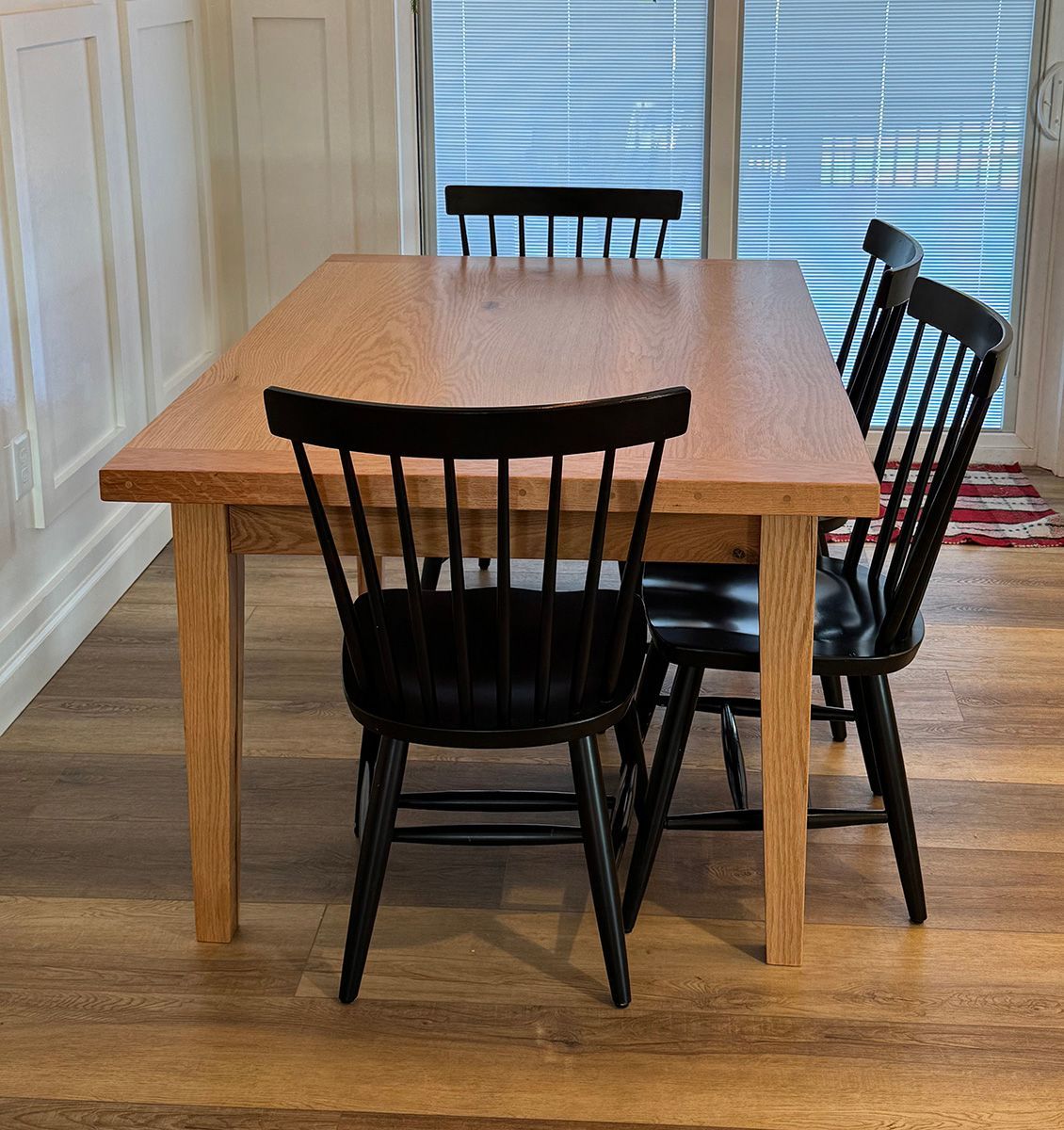 Red Oak Wood Table with Optional Wood Bench