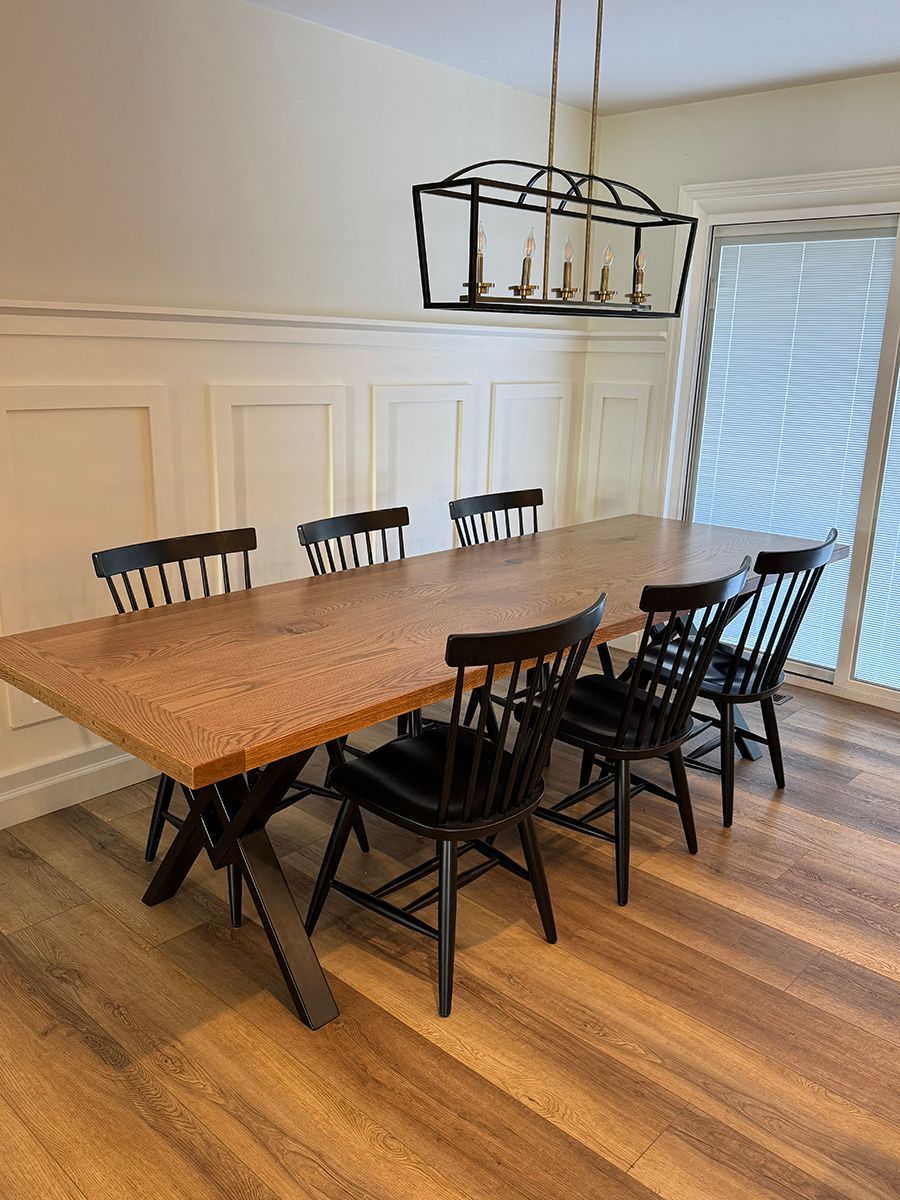 White Oak Wood Farmhouse Dining Room Table & Optional Bench