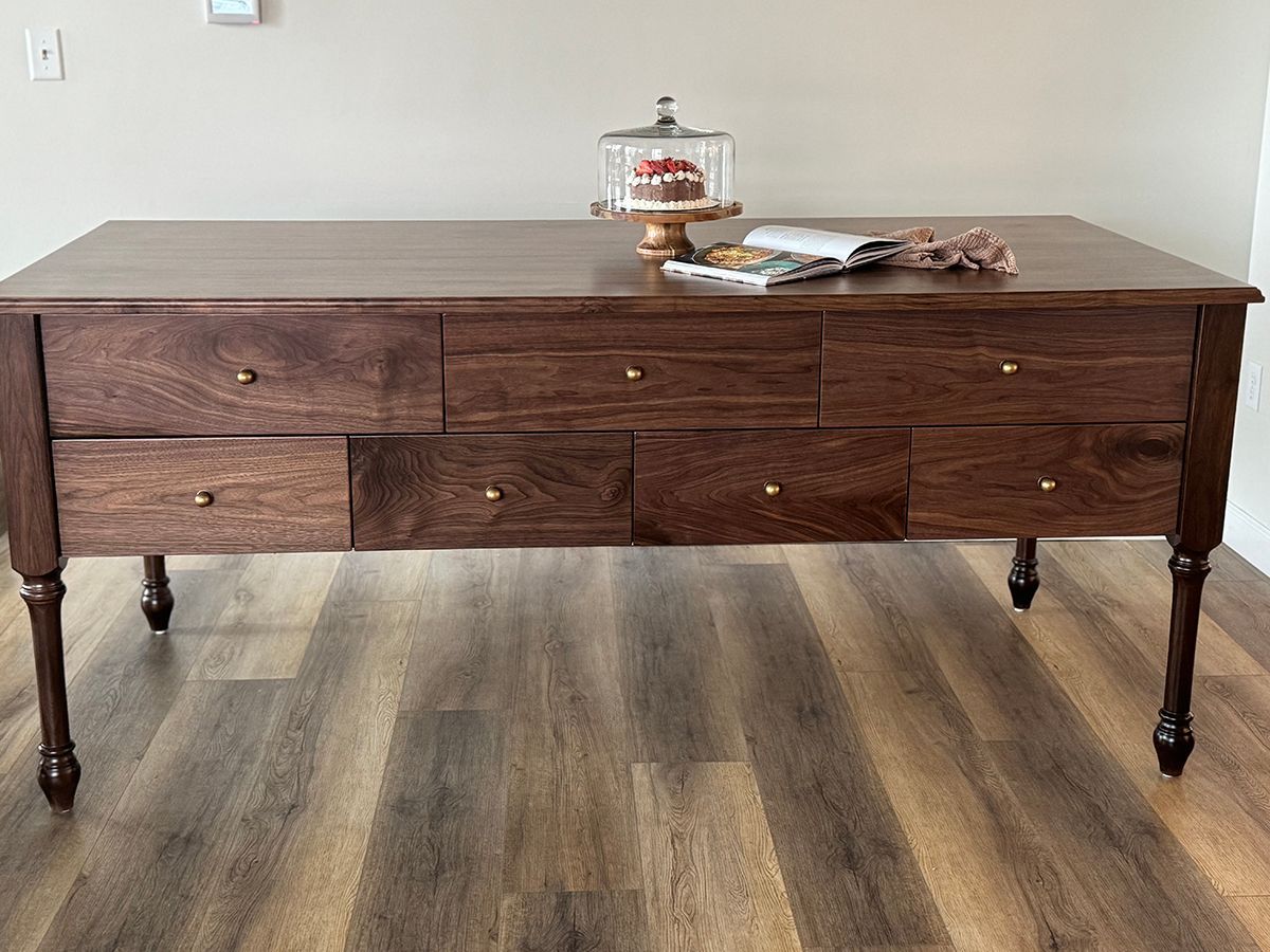 Walnut Kitchen Island with Seating