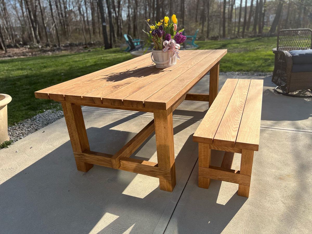 Outdoor Solid Hardwood Oak Wood Table