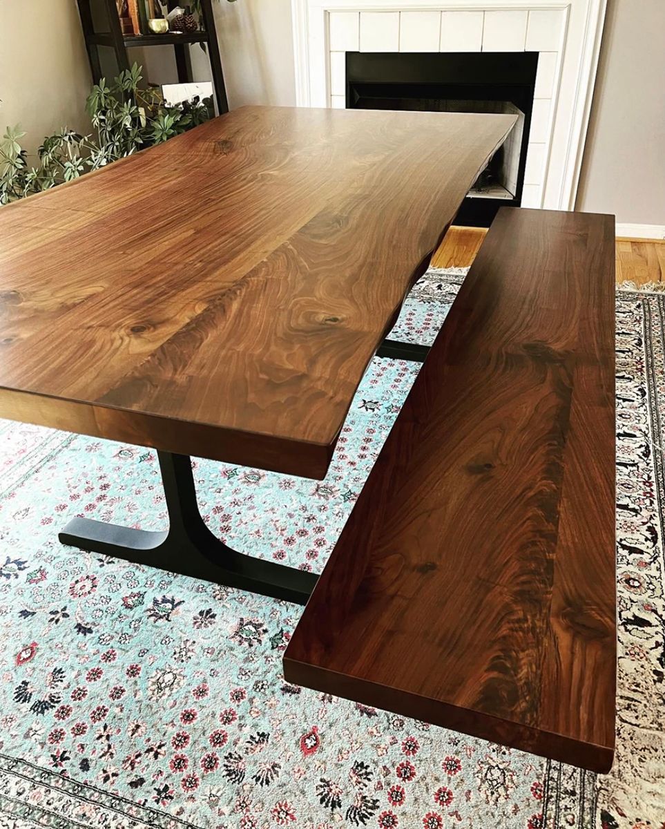 Walnut Wood Table with Live Edge