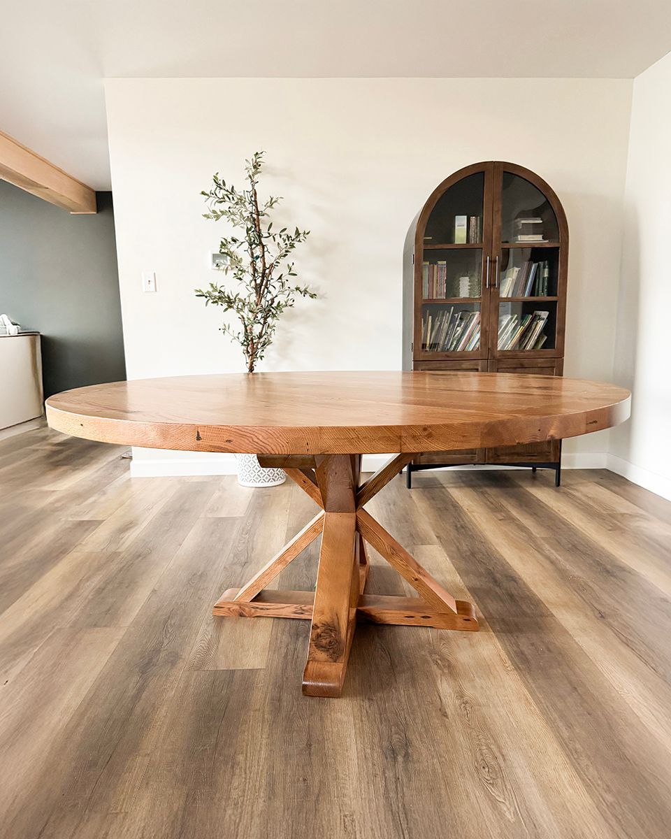 Natural Oak Round Reclaimed Wood Table ⭐ Customer favorite design