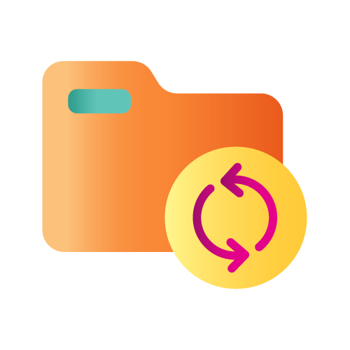 Orange folder icon with circular arrows, indicating refresh or sync.
