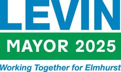 A logo for levin mayor 2025 working together for elmhurst
