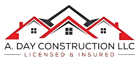 The logo for a day construction llc is licensed and insured.