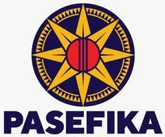 Pasefika logo with a blue and yellow compass star around a red center, above the word “PASEFIKA”