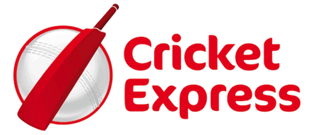 Cricket Express logo with a red cricket bat over a white cricket ball and red text