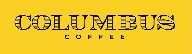 Columbus Coffee logo in black lettering on a yellow background