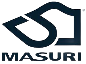 MASURI logo in dark blue with stylized emblem and wordmark