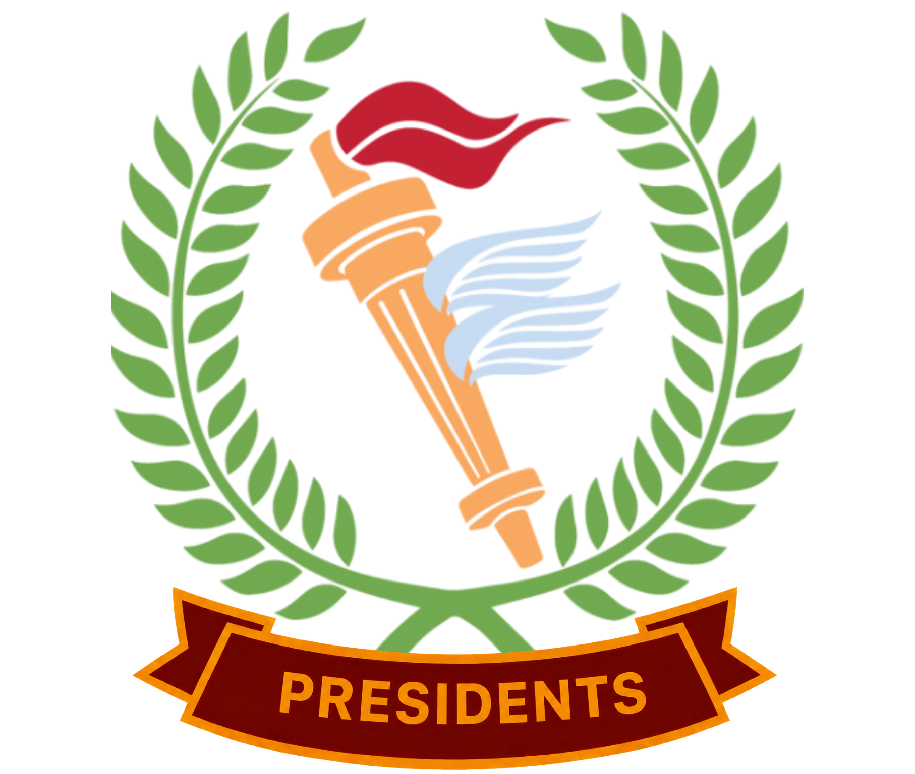 President’s torch emblem with laurel wreath and red banner