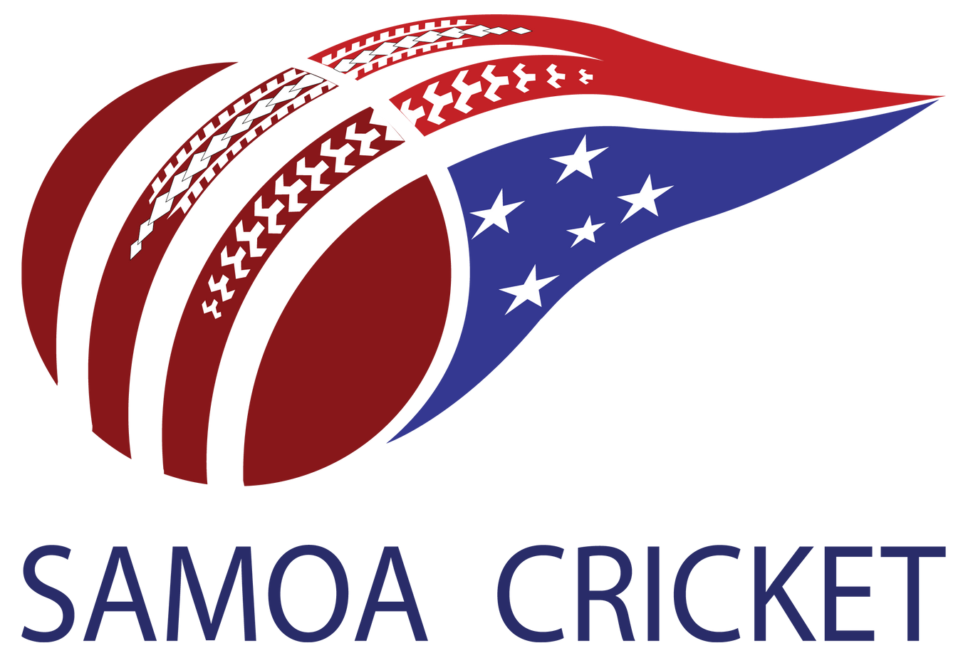 Samoa Cricket logo with red, white and blue stylized flag graphic