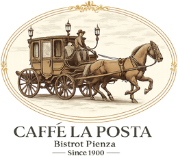 Logo: Antique carriage drawn by horses;