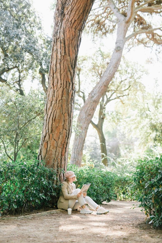 woman sitting still in grove after emdr for trauma work in st george utah