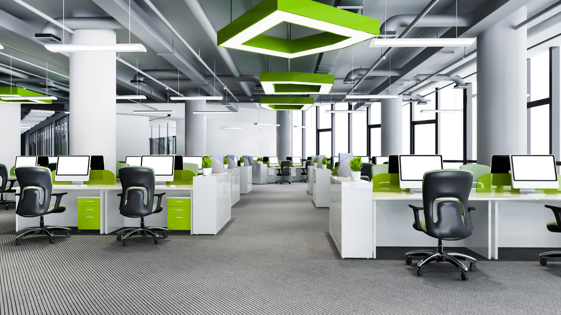 completed office renovation by commercial contractor