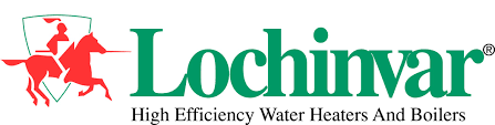Lochinvar logo with red knight on horseback and green company name text