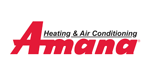 Amana Heating & Air Conditioning logo in red and black on a white background