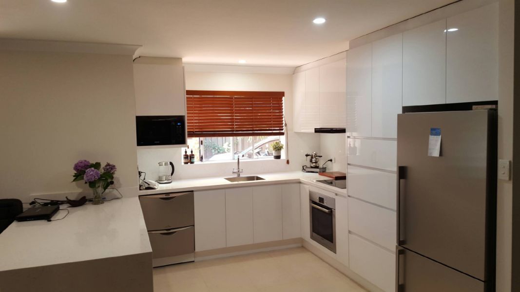 Kitchen with Window Blinds — Innovative Design in Salamander Bay, NSW