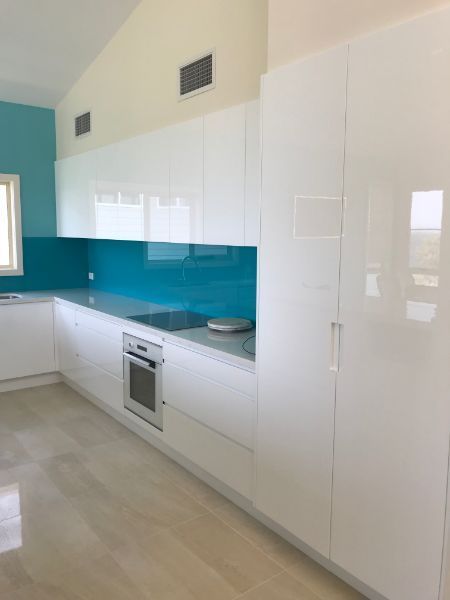 White and Aqua Blue Kitchen — Innovative Design in Salamander Bay, NSW