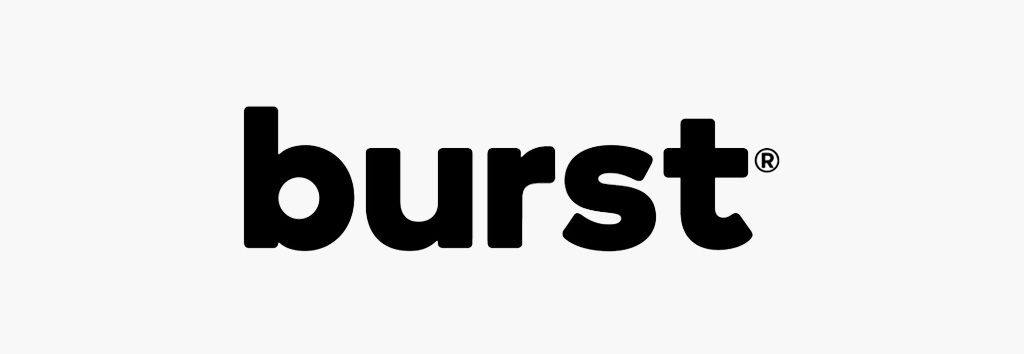 The word burst is written in black on a white background.