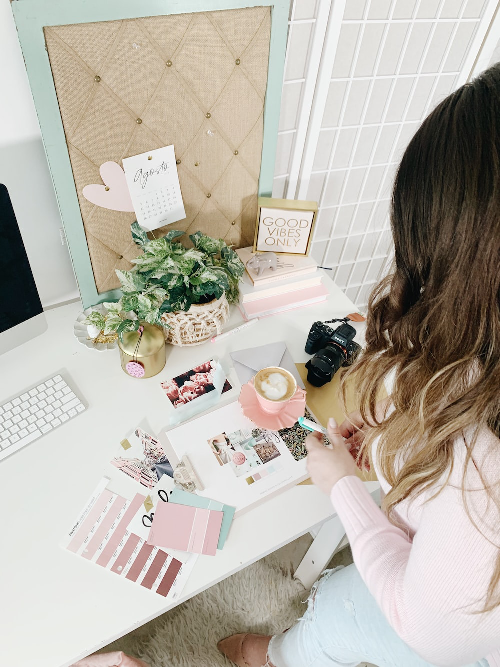 a white desk.