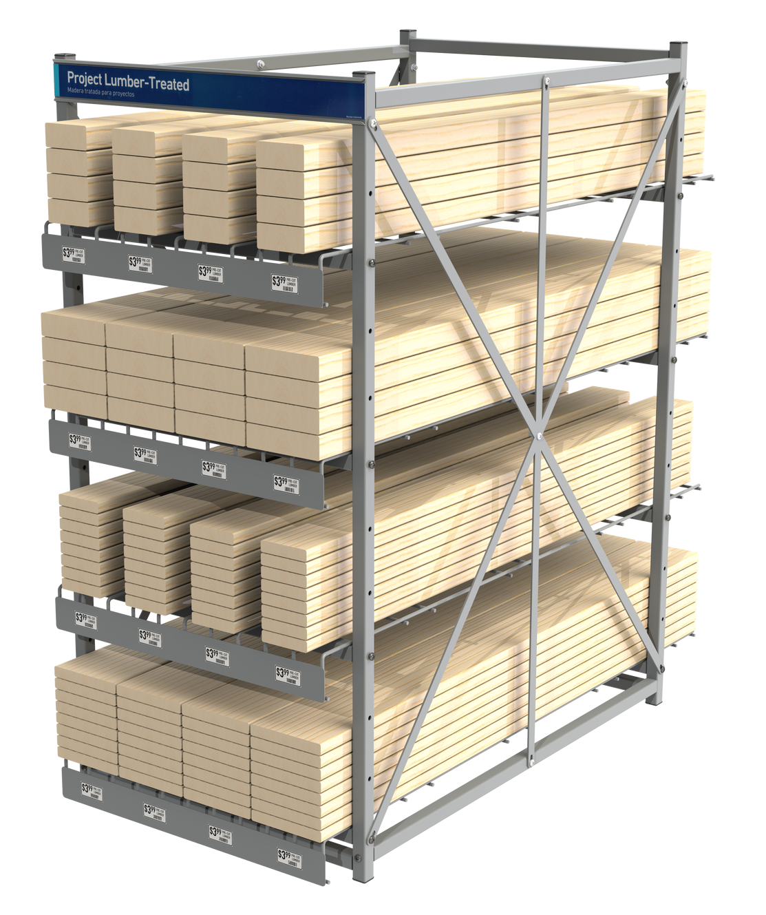 A stack of wooden blocks sitting on top of each other on a metal rack.