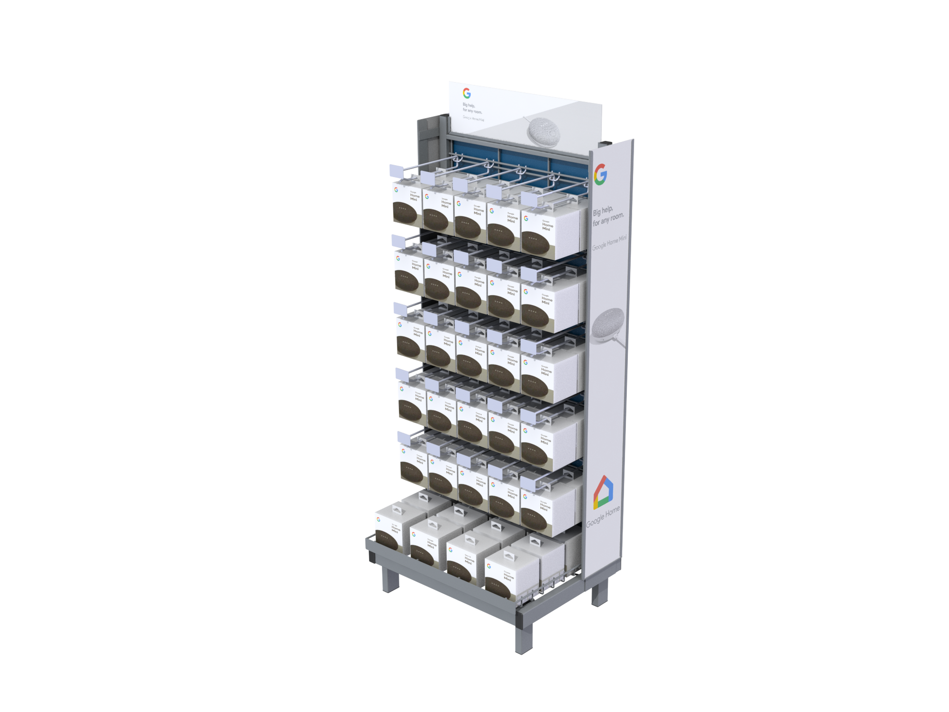 A display rack filled with boxes of socks on a white background.