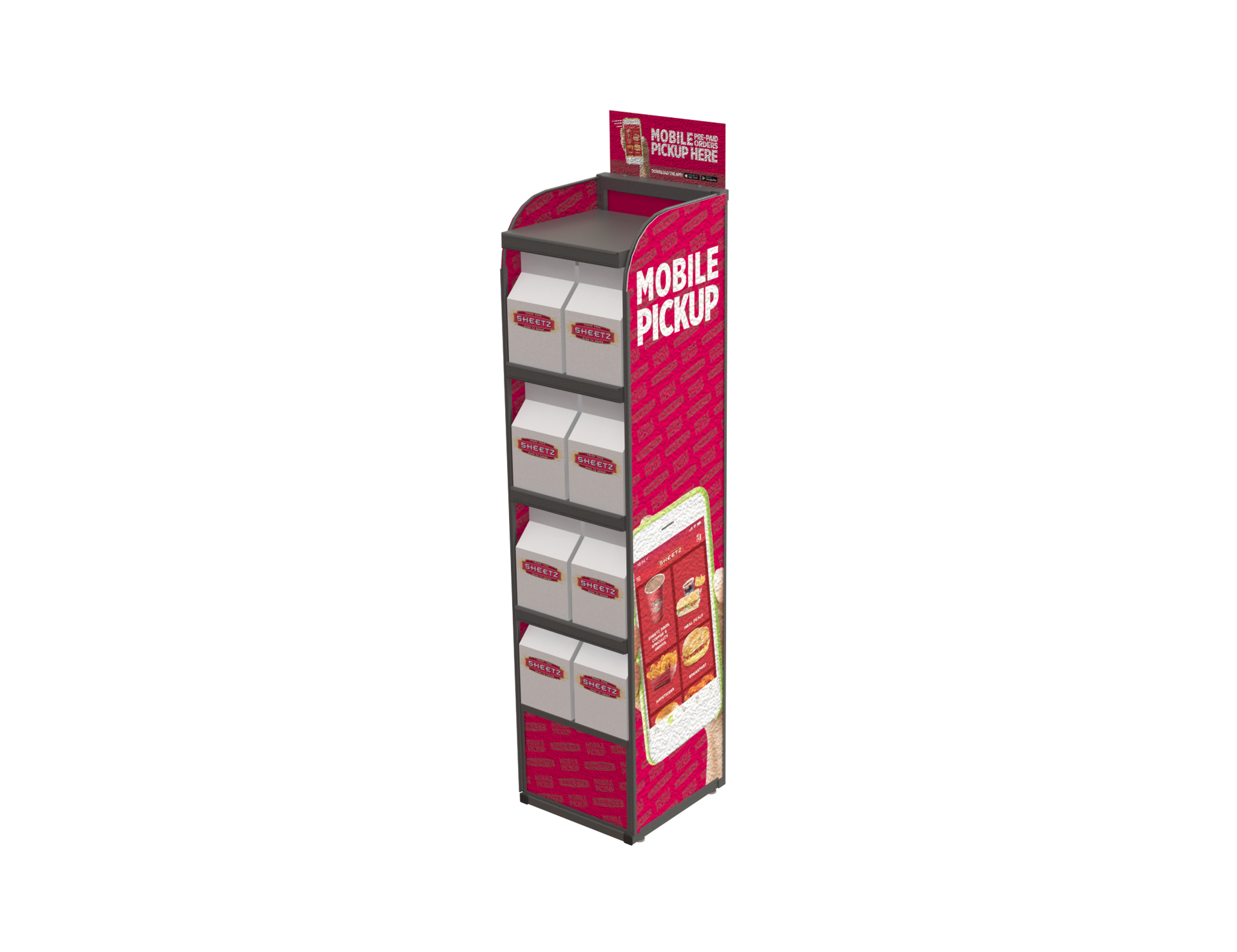 A cardboard display for a mobile pickup.