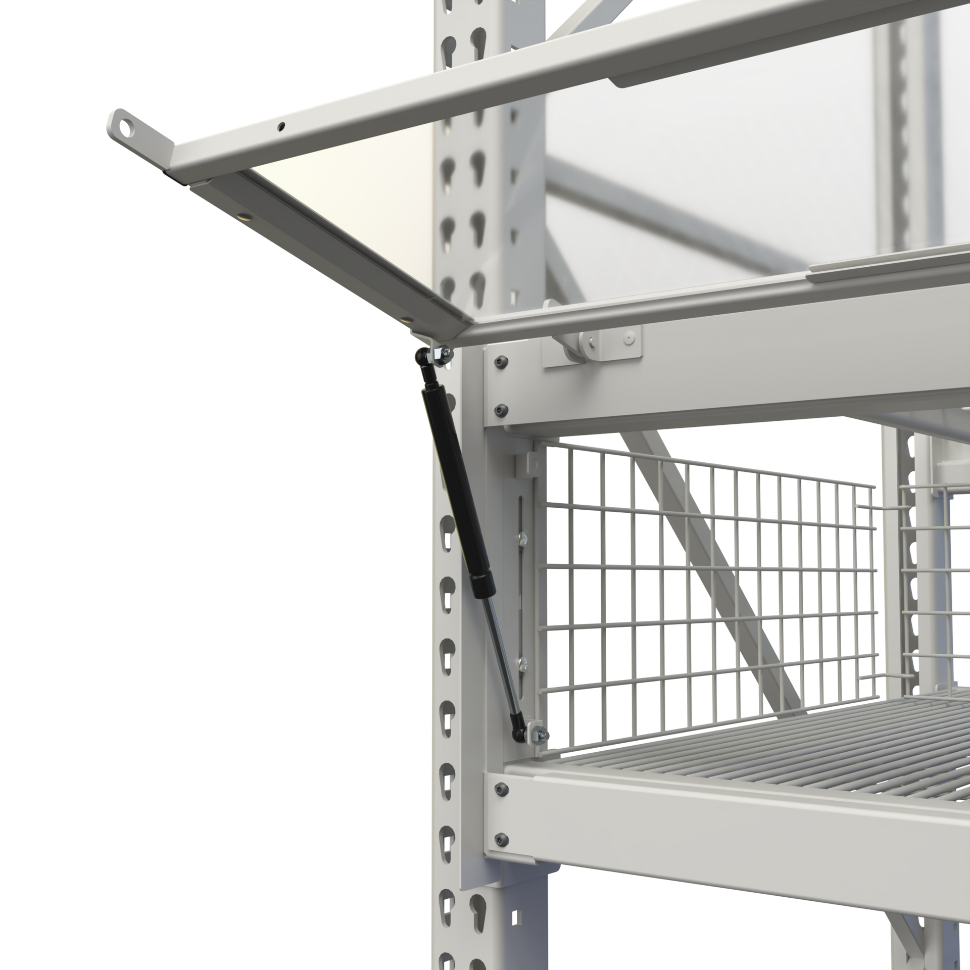 A security door with gas spring opening assistance