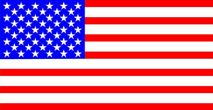 The american flag is red , white and blue with white stars.