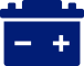 Blue battery icon with white plus and minus symbols