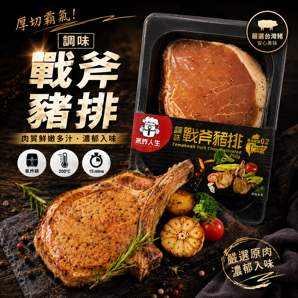 調味戰斧豬排250g (單支)