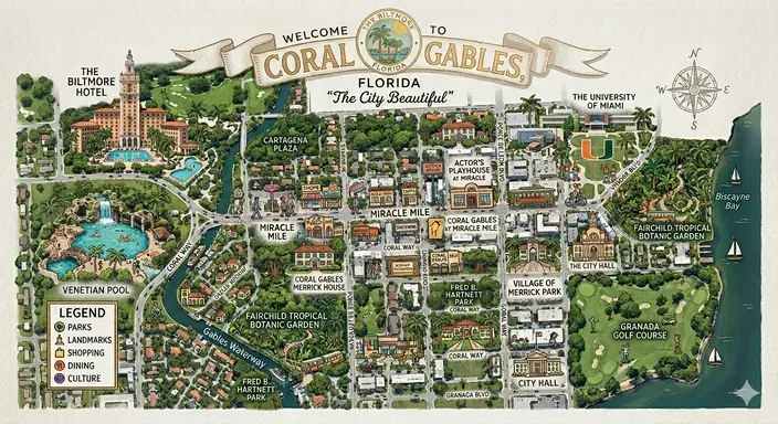 Coral Gables FL Map